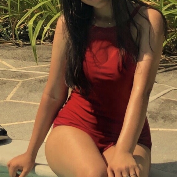 Red One Piece Bathing Suit - Picture 9 of 10